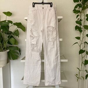 SHEIN white distressed jeans M